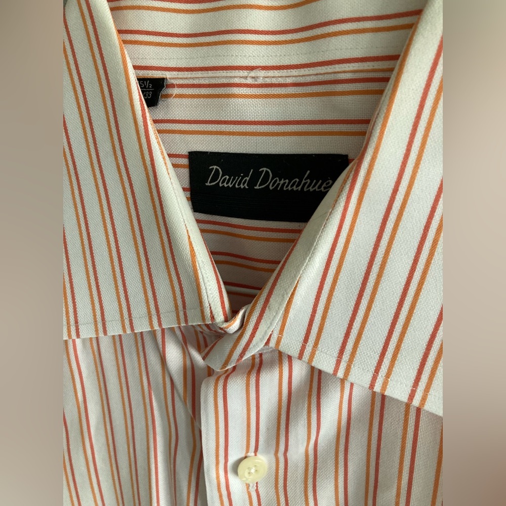 David Donahue stripe dress shirt size 15 1/2” x 32/33”